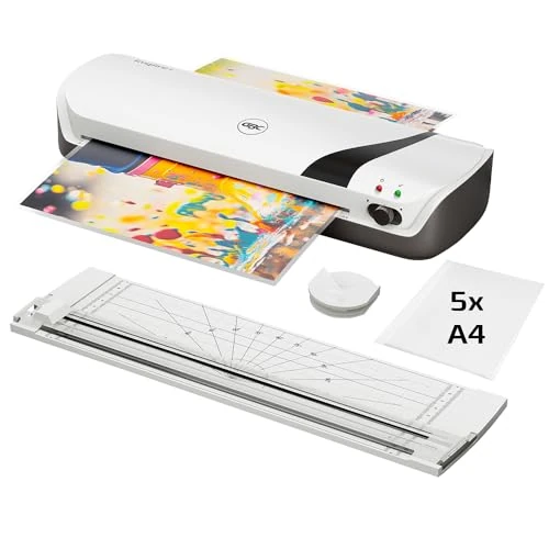 Offerta a tempo: GBC Inspire+ Set 4 in 1 con Plastificatrice per Documenti in Formato A4, Taglierina, Arrotondatore Angoli e Confezione di Pouch - Bianco (4410034) - 14% da 34.99 € a 29.99 €
