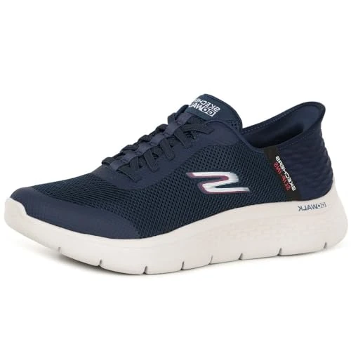Skechers Men's Slip-ins GO Walk Flex Hands Up Trainers in Navy - Comfortable Fit Casual Athletic Shoes - Gents Sports Footwear - Size UK 12 / EU 46