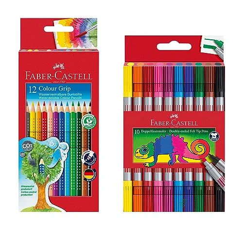 Faber-Castell 205072 - Pen Set with Felt Tip Pens and Colouring Pencils, 22 Pieces, for Children and Adults