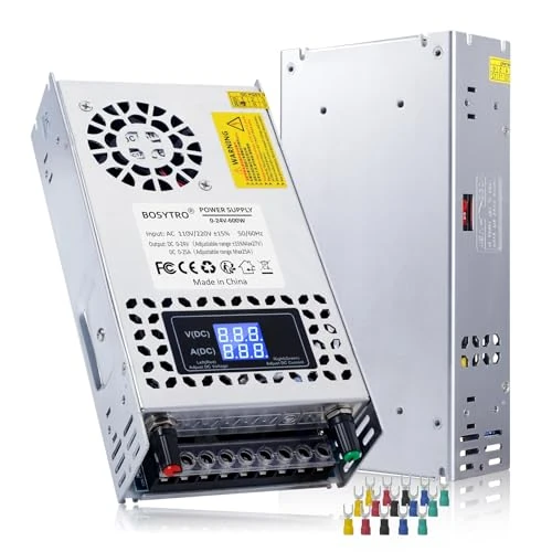 Offerta a tempo: BOSYTRO Regolabile Trasformatore AC110/220V DC 0-24V 0-25A 600W tensione display digitale Alimentazione switching regolata DC Adatto per motori di controllo della velocità,sistemi di stampanti 3D - 38% da 72.99 € a 44.98 €