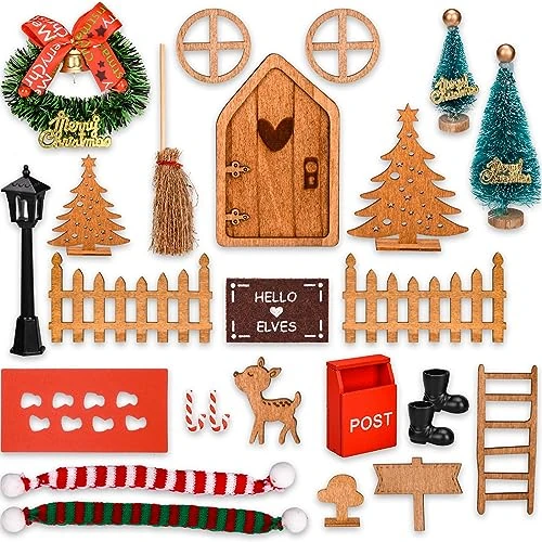 Offre limitee: AOKITO Kit Porte Lutin de Noël, Lutin Farceur de Noel Kit, Lutin de Noel Accessoires avec Couronne de Noel, Mini Sapin de Noel, Balai, Bottes, Echelle, Decoration Noel Cadeaux Enfants, SDTZ-1 de 13.99 EUR a 6.99 EUR (economie 50%)