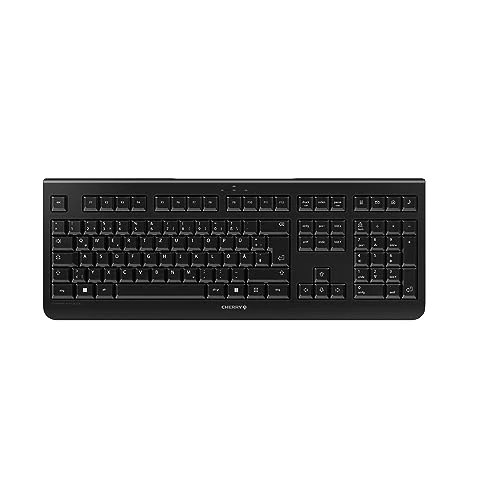 Offerta a tempo: CHERRY KW 3000, Tastiera Senza Fili con Tastierino Numerico, Layout per la Germania (QWERTZ), Wireless 2,4 GHz, Tasti Silenziosi, Design Piatto, Alimentazione a Batteria, Nero - 50% da 26.99 € a 13.54 €