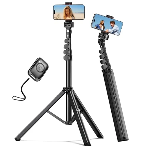 OOHHEE 168cm Handy Stativ mit Fernbedienung, stativ für iPhone Selfie Stick, hochfeste Beine ausziehbarer Tube Stativ, Verriegelungsknopf Handystativhalter, für iPhone/Samsung S22/Android