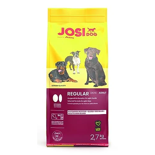 JosiDog Regular (3 x 2,7 kg), per adulti, cibo secco di alta qualità per cani adulti e attivi, con molte proteine animali, senza glutine, alimentato da JOSERA, cibo per cani, cibo completo, confezione