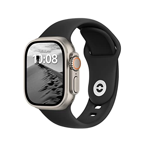Donegani SB Silikonowy pasek do zegarka Apple Watch Ultra 2 (49 mm), serii 10 (46 mm) / 9/8/7 (45 mm) / SE/6/5/4 (44 mm) / 3/2/1 (42 mm), dla mężczyzn i kobiet, do iWatch, czarny