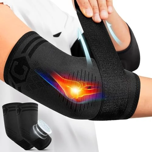 Offerta a tempo: CAMBIVO 2pz Tutore Epicondilite Gomito con Cuscinetto in Gel, Gomitiere Palestra Regolabile, Gomitiera per Epicondilite Compressione per Alleviare il Dolore, Sport, Tendinite, Tennista e Golfista - 31% da 25.99 € a 18.04 €