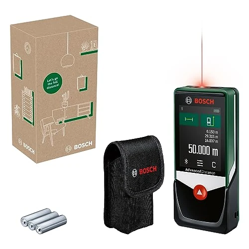 Limited-time offer: Bosch AdvancedDistance 50C digital laser measure (measure distance precisely up to 50m, touch display, measuring functions with integrated assistance, in E-Commerce cardboard box) from 86.43 GBP to 86.43 GBP (save 0%)