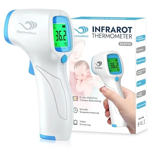 Offre limitee: BerkeMed Thermomètre Frontal Adulte,Thermometre Infrarouge pour Enfant,Thermometre Numérique sans contact,Écran LCD,Fonction Mémoire,Thermometre Médical, Mesures Rapides et Précises de 19.99 EUR a 19.99 EUR (economie 0%)