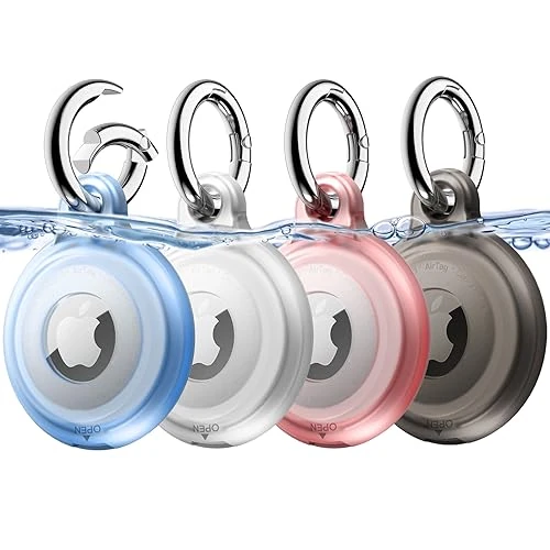 Tijdelijke aanbieding: JETech 4 Stuks Waterdichte Case voor AirTag 2e/1e Generatie (2026/2021) met Sleutelhanger, Volledige Lichaam Air Tag Sleutelhanger Houder Hoes Cover voor Kinderen (Zwart/Transparant/Roze/Blauw) van 13.98 € naar 13.98 € (0.00% kortin