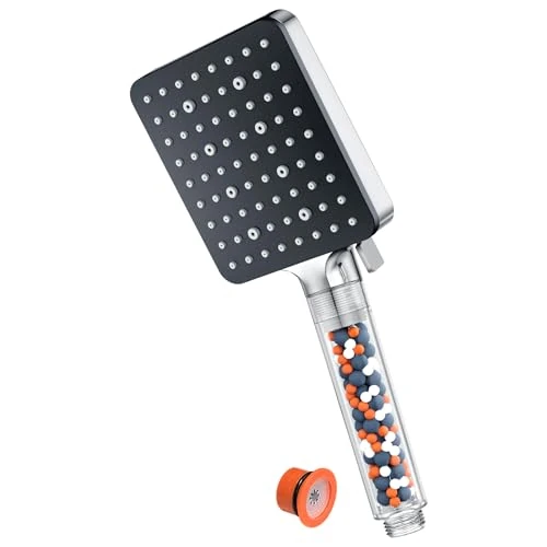 YEAUPE PRO Universal Shower Head with Filter, 115 x 100 mm, Water Saving, 6 Jet Types, High Pressure Rain Shower, Economy, Anti-Limescale Shower Head