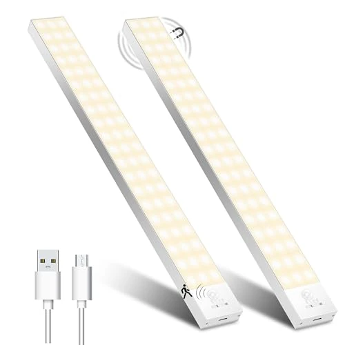 Tijdelijke aanbieding: Onderbouwlamp keuken, led-kastverlichting, 32 cm, 2 stuks, warmwit, met bewegingsmelder, binnen, accu, kastverlichting, lichtstrip, USB met sensor voor kledingkast, onderkast, kofferbak, RV van 39.99 € naar 39.99 € (0.00% korting)