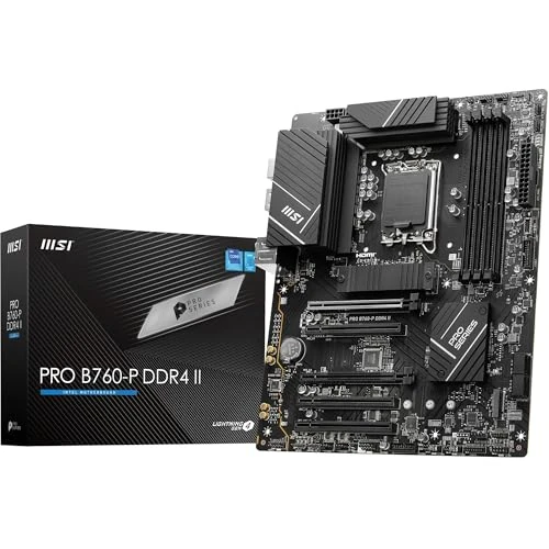 MSI PRO B760-P DDR4 II Scheda madre ATX - Supporta processori Intel 14°, 13° & 12° Gen, LGA 1700 - DDR4 Memory Boost 5333+MHz/OC, PCIe 4.0 x16 Slots, M.2 Gen4 Slots, 2.5G LAN Black
