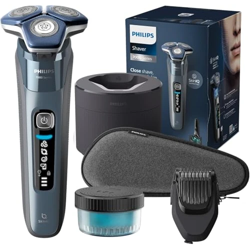Limited-time offer: Philips Shaver Series 7000 - Wet & Dry Electric Shaver in Ice Blue with 1 x Integrated Pop-up Trimmer, Beard Trimmer, Travel Case, Quick Clean Pod and Charging Stand (Model S7882/54) from 359.99 £ to 139.99 £ (save 61%)
