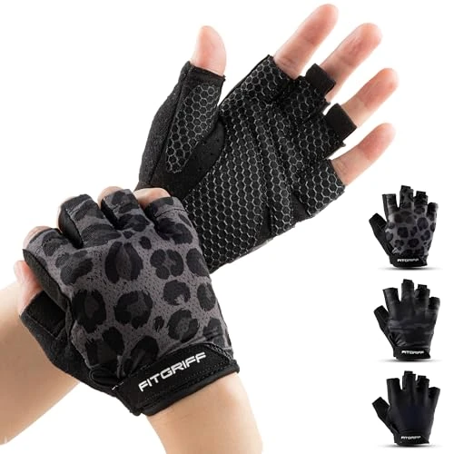 Fitgriff® Gants Musculation Homme et Femme (Rembourré) - Gants de Gym, Fitness, Sport, Halterophilie - Accessoires D'entraînement (Léopard, 7)