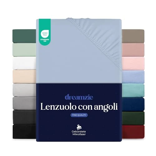 Dreamzie Sabanas Bajeras 200x200 – Bonete 35 cm – Microfibra Suave – para Colchones Gruesos – Certificado Oeko-Tex – Azul