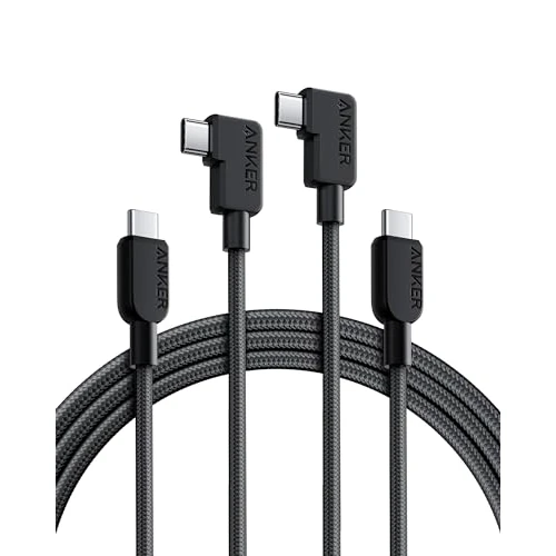 Oferta limitada: Anker Cable USB C en ángulo recto, 240W, paquete de 2 USB C a USB C de 6 pies, carga trenzado tipo C de 90 grados para iPhone 15, Samsung Galaxy S23, MacBook Pro 2020, iPad Pro, iPad Air 4, Pixel de 16.99 € a 11.39 € (ahorro 33%)
