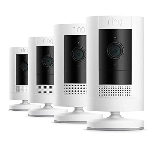 Offre limitee: Ring Caméra extérieure sans fil (Stick Up Cam)| Caméra de surveillance extérieure wifi HD sur batterie, audio bidirectionnel, fonctionne avec Alexa | Essai Ring Home gratuit 30 j. | 4 Caméras de 319.96 EUR a 149.98 EUR (economie 53%)