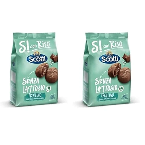 Offerta a tempo: Si con Riso - Frollino Ripieno alla Crema alla Nocciola - Biscotti Senza Lattosio e Senza Olio di Palma - 200 g (Confezione da 2) - 19% da 7.28 € a 5.92 €