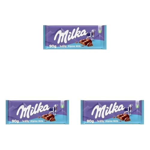 Milka Bubbly Chocolate Con Leche En Textura Tierna Con Burbujas, Avellana, 90 Gramo (Paquete de 3)