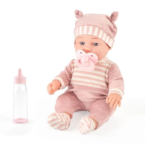 eDollable Zestaw lalek 30 cm z akcesoriami, w tym butelką, miękkim kocem, smoczkiem i zdejmowanymi zestawami. Idealny prezent dla dziewczynek powyżej 3 lat