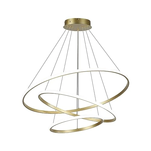 Limitiertes Angebot: LED-Pendelleuchte, dimmbare Acryl-3-Ring-Pendelleuchte, goldene moderne Pendelleuchte, Esstisch für Kücheninsel, Esszimmer, Wohnzimmer, Schlafzimmer, Eingangshalle, hängend, 40 + 60 + 80 cm, 82 W von 169.99 EUR auf 169.99 EUR (Spare 0%)
