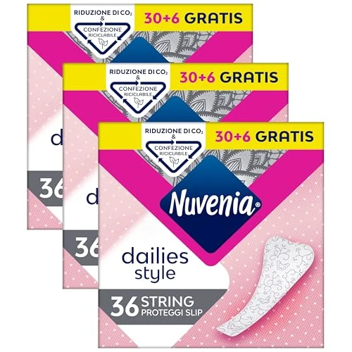 Offerta a tempo: Nuvenia String Proteggi Slip, 30+6 Gratis (Confezione da 3) — 14% da 6,60 € a 5,67 €