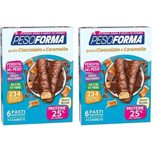 Offerta a tempo: PESOFORMA BARRETTE CIOCCOLATO E CARAMELLO, Pasto Sostitutivo Proteico — 28% da 24,80 € a 17,80 €