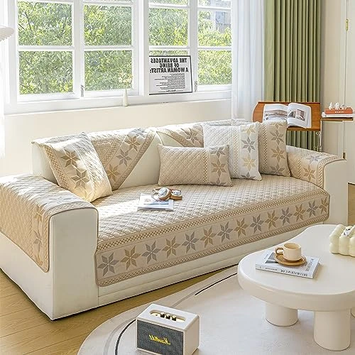 Offerta a tempo: VanderHOME Copridivano in cotone da 1, 2, 3, 4 posti, antiscivolo, per angoli L, lavabile, protezione mobili, 90x70 cm, cachi - 50% da 26.99 € a 13.49 €