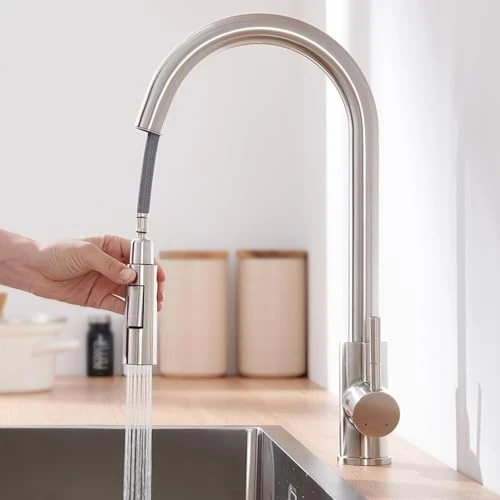 Offerta a tempo: Lonheo Rubinetto Lavello Cucina, Miscelatore Cucina con Doccetta Estraibile, 2 Modalità, Rubinetti Cucina in Acciaio Inox Girevole a 360 ° per acqua calda e fredda - 39% da 79.99 € a 48.73 €