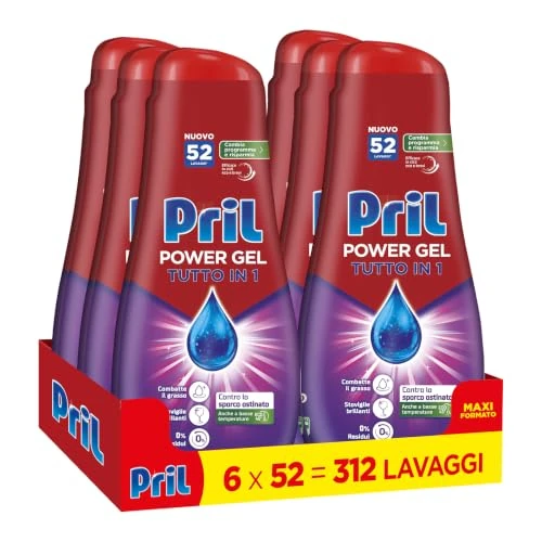 Offerta a tempo: Pril Tutto in 1 Gel Detersivo lavastoviglie, 312 lavaggi - 28% da 42.78 € a 30.99 €