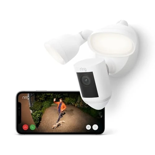 Offre limitée : Ring caméra Floodlight Pro filaire (Floodlight Cam Wired Pro) |Vidéo 2K avec Ring Vision, détection de mouvements 3D, alternative à la vidéosurveillance | Essai gratuit de Ring Home pendant 30 jours de 230.75 EUR à 149.99 EUR (remise 35%)