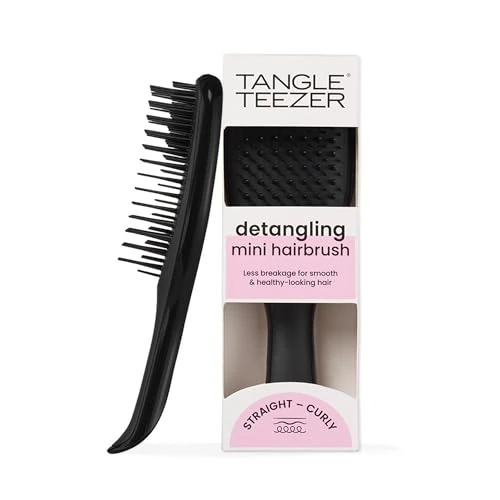 Tangle Teezer Mini Ultimate Detangler - Per capelli bagnati e asciutti - Spazzola districante per tutti i tipi di capelli - Spazzola tascabile da viaggio perfetta per bambini - Nero