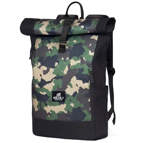 MOCLOLY Rolltop plecak dla dam i mężczyzn – wodoszczelny, z kieszenią na laptopa, elegancki plecak podróżny, na uczelnię, do pracy, do miasta, na podróż, różowy, Tarnung