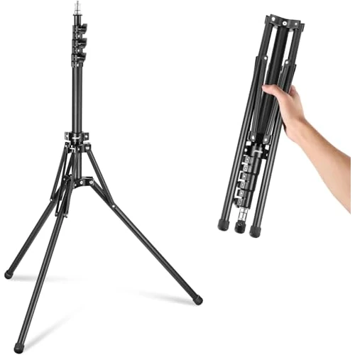 Offerta a tempo: NEEWER Stativo Luce in Metallo con Gambe Reversibili 180°e Borsa, 178cm Treppiede Stativo Portatile con Vite 1/4” 5/8” per Fotografia Interna Esterna Speedlite Strobo Ring Light Softbox, ST178R Nero - 0.00% da 42.99 € a 42.99 €
