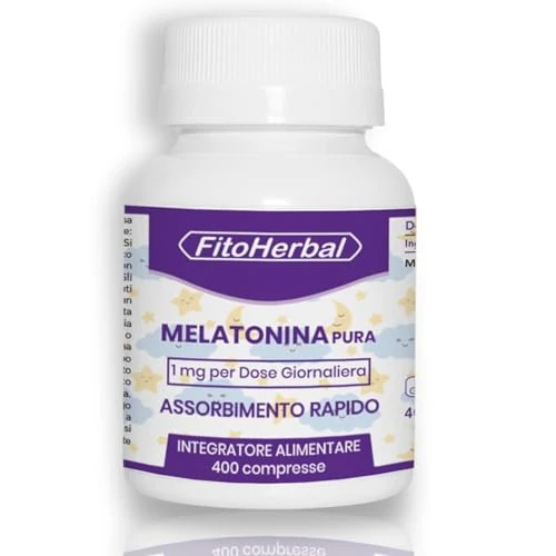 MELATONINA PURA FORTE | Integratore per Dormire | Alto Dosaggio da 1 mg | 400 Mini Compresse Facili da Deglutire |Supporto per Sonno Naturale e Ristoratore | Scorta + 13 Mesi | FitoHerbal