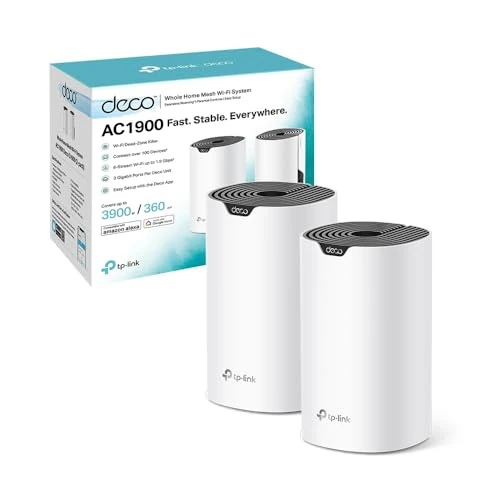 Offerta a tempo: TP-Link Deco S1900(2-pack) Router WiFi Mesh AC1900Mbps, Router e Ripetitore, Controllo Parental, Compatibile con Amazon Alexa, 2 Pezzi con Copertura Fino a 360㎡, 3 Porte Ethernet Gigabit Versione 2023 - 11% da 89.99 € a 79.99 €