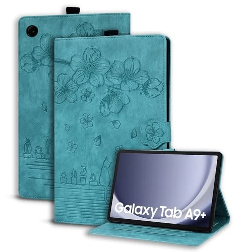 Succtopy Funda para Samsung Galaxy Tab A9+/ A9 Plus 11 Pulgadas 2023 SM-X210/ X216 Ultra Slim PU Protectora Tableta Carcasa con Soporte Pencil Cover con Función de Soporte Verde Claro