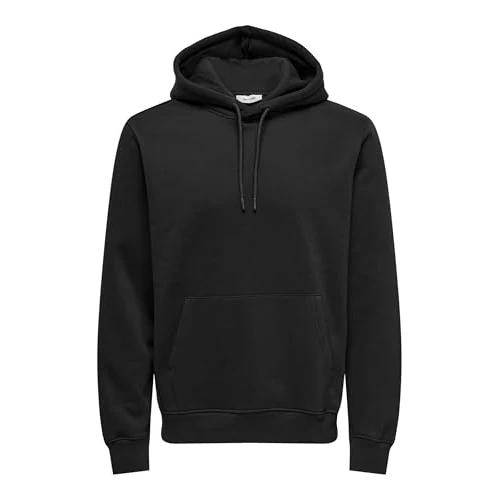 Offerta a tempo: ONLY & SONS Onsconnor Reg Sweat - Felpa con Cappuccio da Uomo Noos, Nero, XXL - 0.00% da 39.99 € a 39.99 €