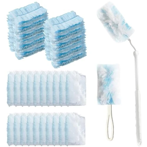 Jogoico Zestaw wkładów do odkurzania, zestaw wkładów do puszystego magnesu Flash (1 długi uchwyt + 1 krótki uchwyt + 20 wkładów do odkurzania ręcznego) jednorazowe głowice do odkurzania,