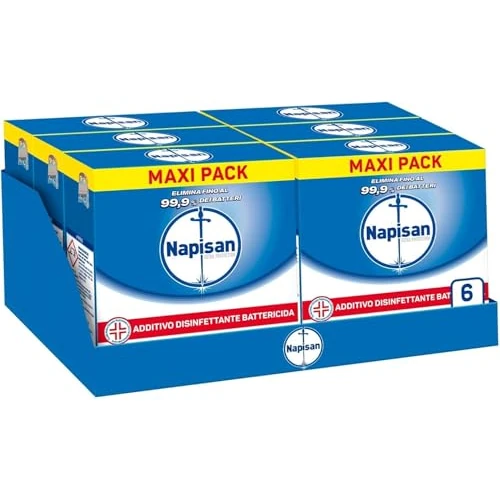 Offerta a tempo: Napisan Extra Protection Additivo Lavatrice, Additivo Disinfettante Lavatrice in Polvere Battericida, 6 Confezioni da 1100gr di Additivo in Polvere Lavatrice - 45% da 59.99 € a 32.88 €