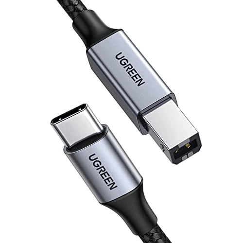 Tijdelijke aanbieding: UGREEN USB C printerkabel USB B naar USB C kabel scannerkabel met nylon kabel en aluminium stekker (zilver 5m) van 15.99 EUR naar 15.99 EUR (korting 0%)