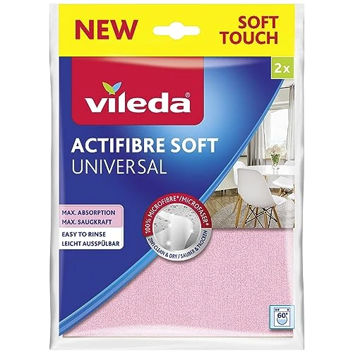 Offre limitée : Vileda - Lavettes Actifibre Soft Universal - Nettoient et Sèchent sans Traces - Serviettes Microfibres Douces -100% Microfibres avec Revêtement PU - Torchons Cuisine avec Grand Pouvoir d'Absorption de 7.18 € à 7.18 € (0.0% de remise)