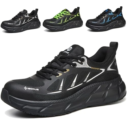 Offre limitée : ISOOUS Chaussures de Sécurité Homme Baskets de Sécurité Femme Légère Chaussures de Travail Embout Acier Protection Antidérapant Noir 44 de 49.99 € à 42.49 € (15% de remise)