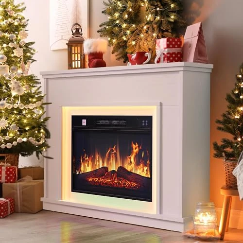 Limited offer: YITAHOME Electric Fireplace, Realistic 3D Flame Effect, Freestanding Decorative Fireplace with Timer and LED Light Strip 24 Colours and Remote Control 100 x 26 x 80.5 cm from 279.99 EUR to 259.99 EUR (save 7%)