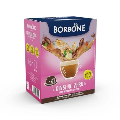 Caffè Borbone Ginseng Zero - Zero Grassi, Zero Zuccheri, Zero Glutine - 16 Capsule - Compatibili con macchine ad uso domestico Lavazza®* A Modo Mio®*