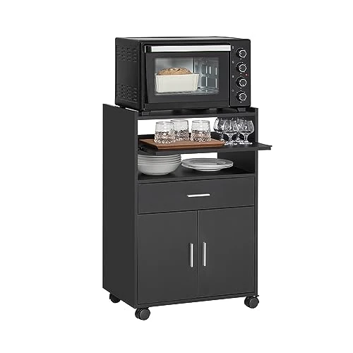 Limited-time offer: SoBuy Kitchen Trolley with Wheels and Extendable Worktop Microwave Stand Storage Unit with Cupboard Small Mobile Kitchen Cart Cabinet for Home, Office or Dining Room 92x59x40cm, Black FSB09-SCH from 81.90 GBP to 74.95 GBP (save 8%)