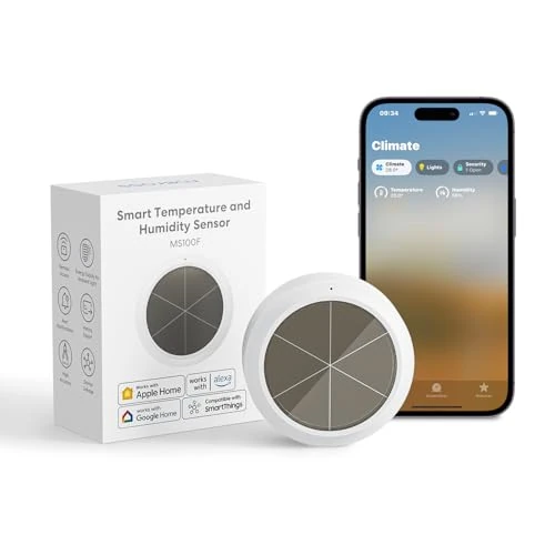 Offre limitee: Meross Thermomètre Hygromètre Intelligent à Énergie Solaire (HUB REQUIS), Capteur de Température et d’Humidité Compatible avec Apple Home, Alexa et Google Home, Surveillance à Distance, Alerte d'Appli de 23.99 EUR a 18.99 EUR (economie 21%)