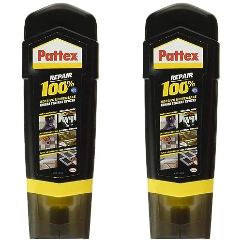 Pattex 100% Multiuso Universale, Colla Trasparente con Forte Presa Iniziale, Attaccatutto Forte per Metallo, Plastica, Legno, Pietra, ecc., 1x100g (Confezione da 2)