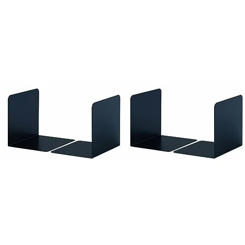 Durable 324301 - Reggilibri S, acciaio verniciato, robusto, 130x123x123 mm (LxHxP), nero (Confezione da 2)