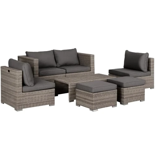 Offerta a tempo: Outsunny Salotto da Esterno in Rattan PE da 8 Pezzi Salvaspazio Grigio - 0.0% da 364.68 € a 364.68 €
